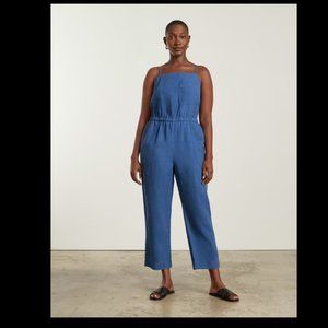 NWOT Everlane Linen Shoestring Jumpsuit Deep Blue Size S